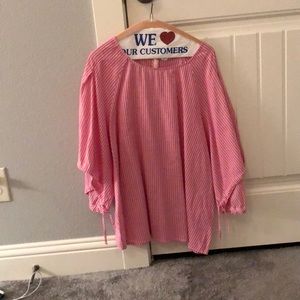 Pink and white striped top